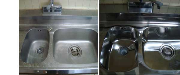 シンクの鏡面施工写真